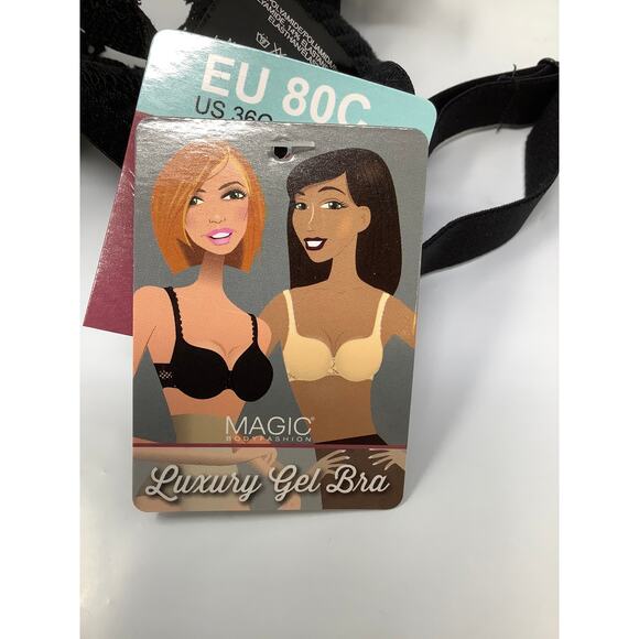 Magic Bodyfashion Women's 36C Black Luxury Gel Bra Underwire Lace Trim Q6-17 - Picture 7 of 7